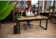 DEERHORN® Kancelársky stôl z dubového dreva a čierneho kovu bez zásteny
